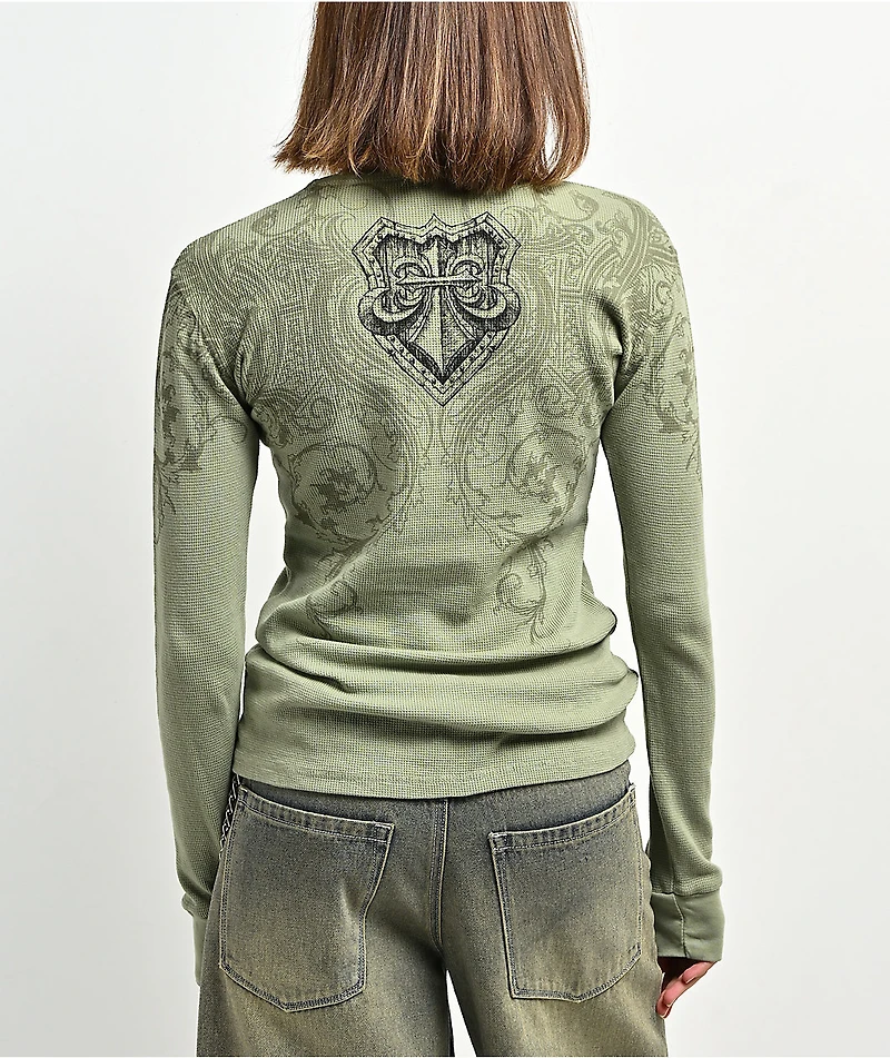 Affliction Repent Green Thermal Long Sleeve T-Shirt