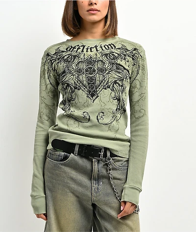 Affliction Repent Green Thermal Long Sleeve T-Shirt
