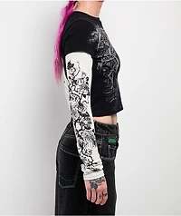 Affliction Requiem Frost Black & White 2fer Long Sleeve Crop T-Shirt