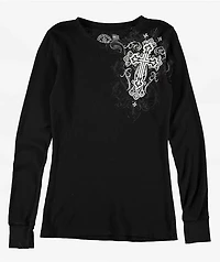 Affliction Reverie Black Lava Thermal Long Sleeve T-Shirt