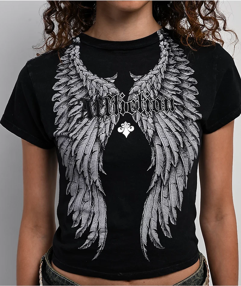 Affliction Rosary Of Life Black Crop T-Shirt