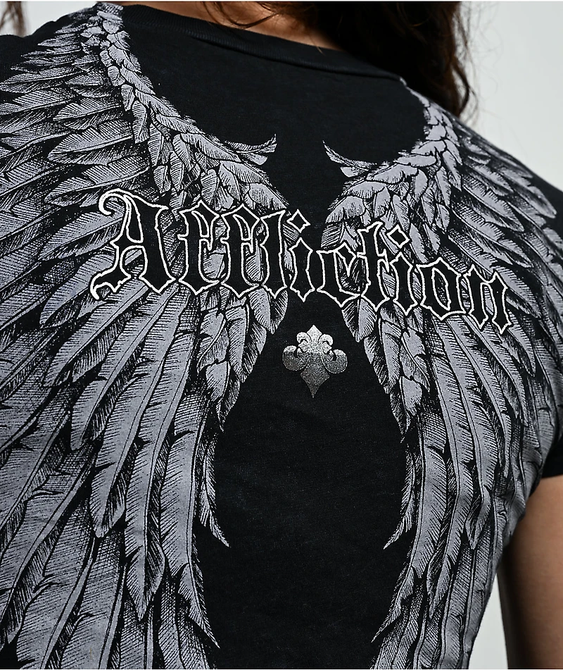 Affliction Rosary Of Life Black Crop T-Shirt