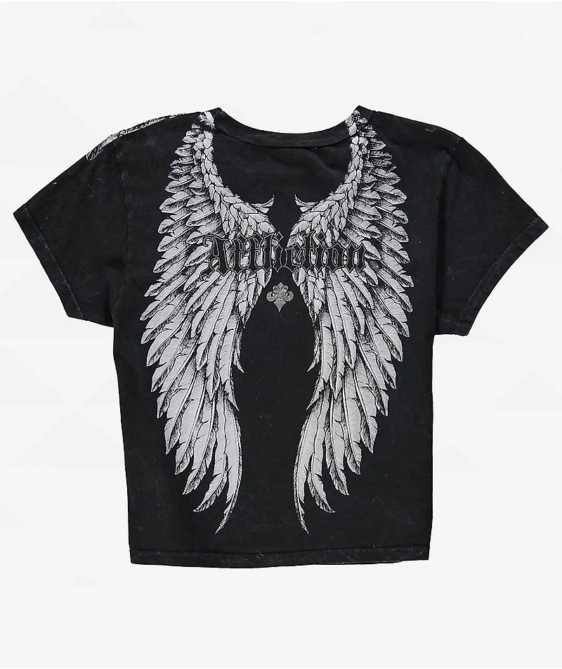 Affliction Rosary Of Life Black Crop T-Shirt