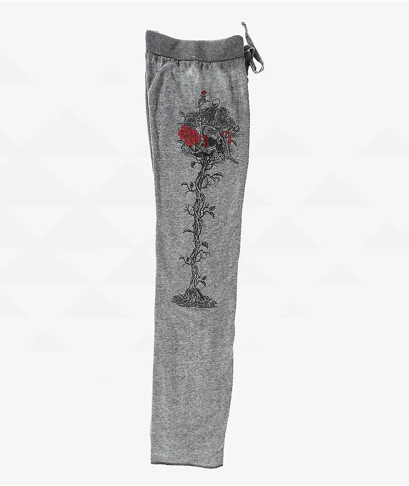 Affliction Roses Black Wash Wide Leg Sweatpants
