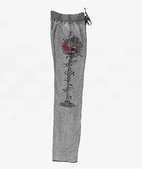 Affliction Roses Black Wash Wide Leg Sweatpants