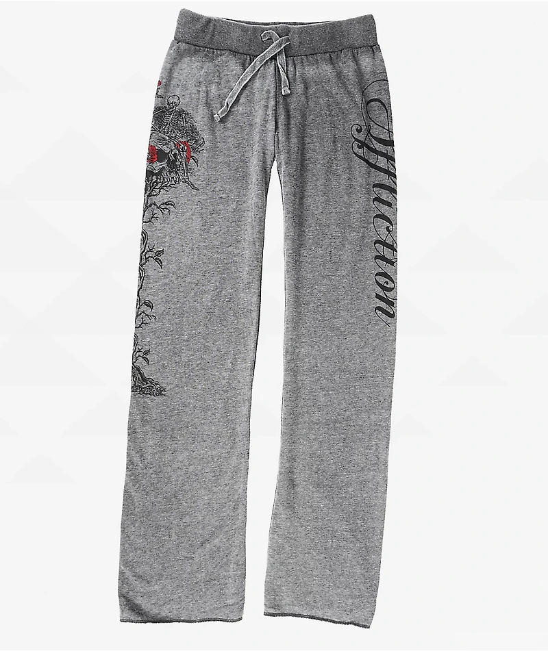 Affliction Roses Black Wash Wide Leg Sweatpants