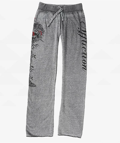Affliction Roses Black Wash Wide Leg Sweatpants