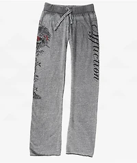 Affliction Roses Black Wash Wide Leg Sweatpants