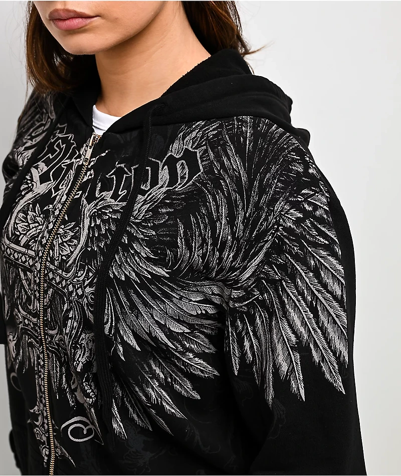 Affliction Saint Scream Black Relaxed Zip Hoodie