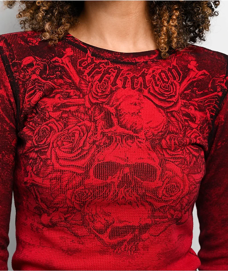 Affliction Sands Of Burdan Red Thermal Long Sleeve T-Shirt