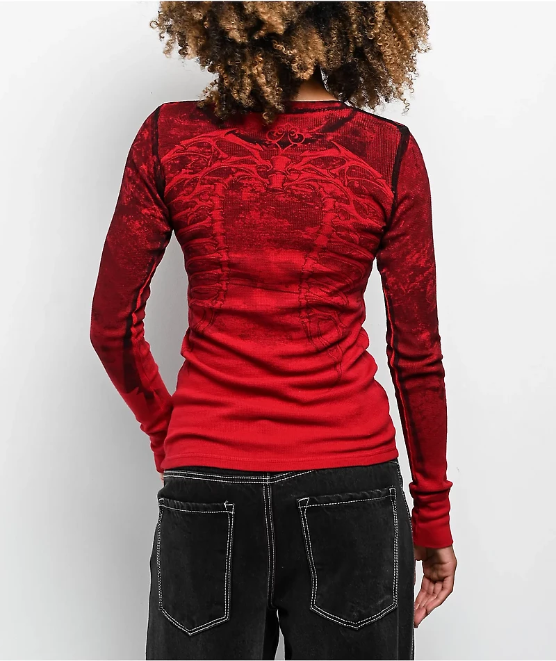 Affliction Sands Of Burdan Red Thermal Long Sleeve T-Shirt