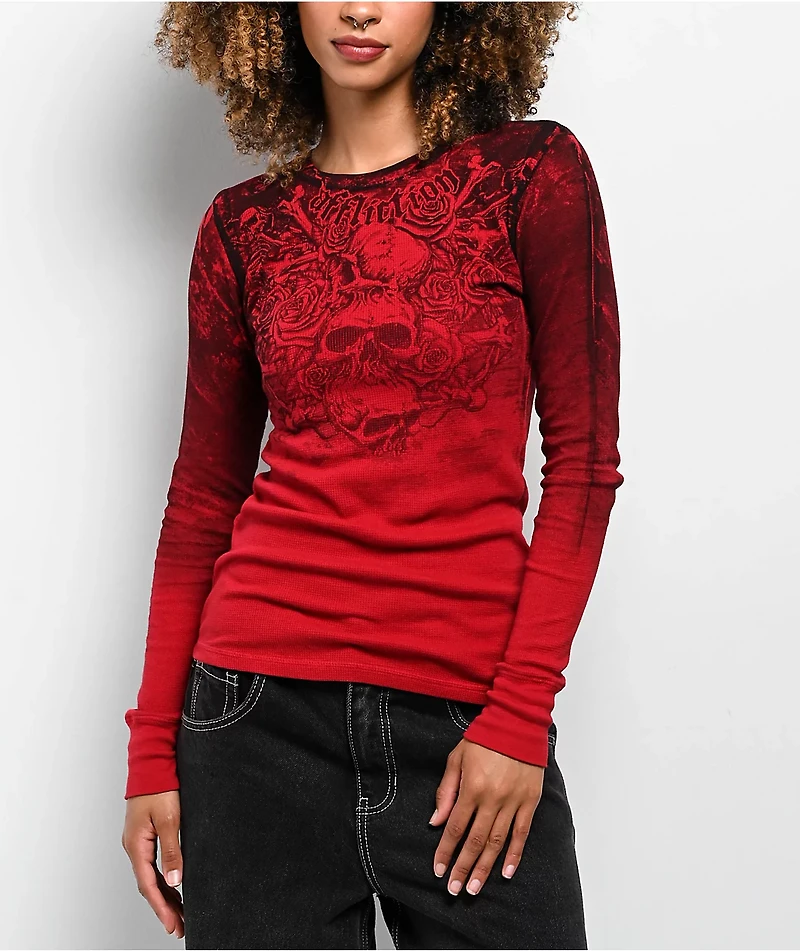 Affliction Sands Of Burdan Red Thermal Long Sleeve T-Shirt