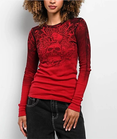 Affliction Sands Of Burdan Red Thermal Long Sleeve T-Shirt