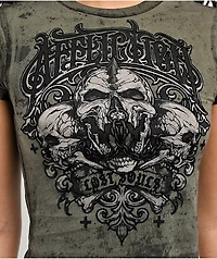 Affliction Screaming Earth Olive Green Wash Crop T-Shirt