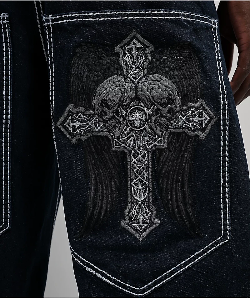 Affliction Seeker Dark Blue Denim Shorts