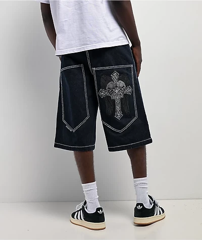 Affliction Seeker Dark Blue Denim Shorts