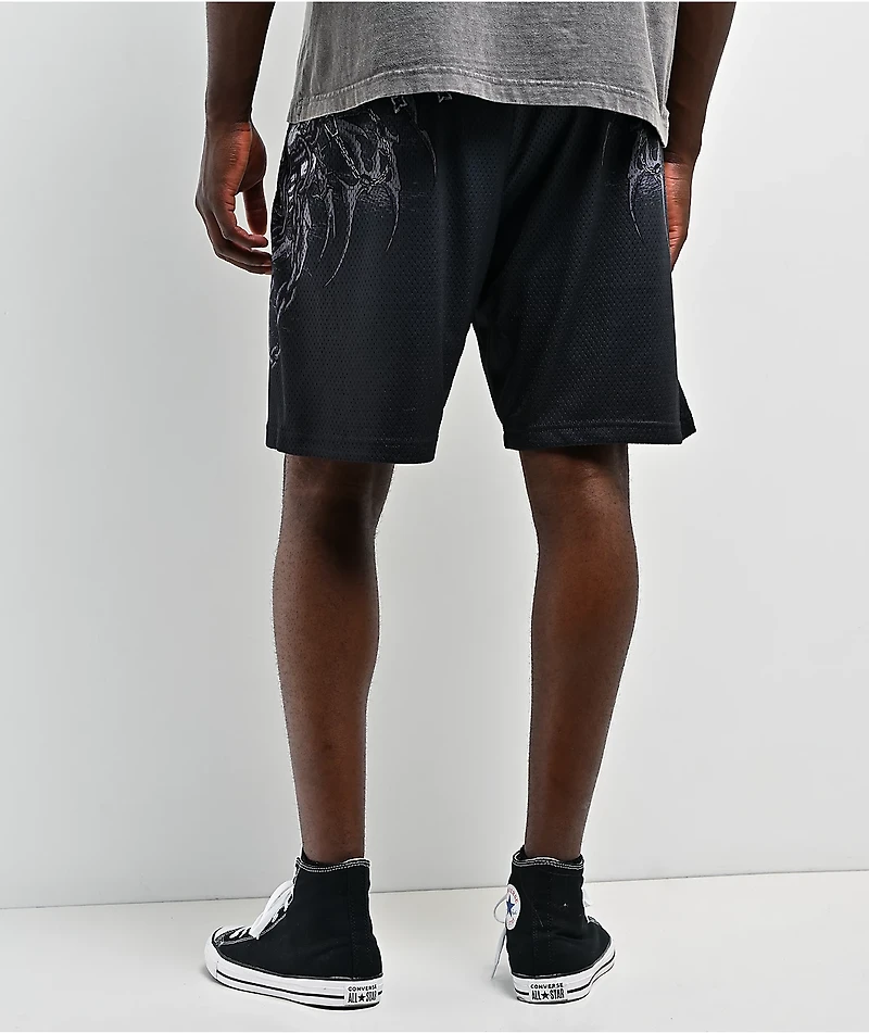 Affliction Shackled Thorn Charcoal Mesh Shorts