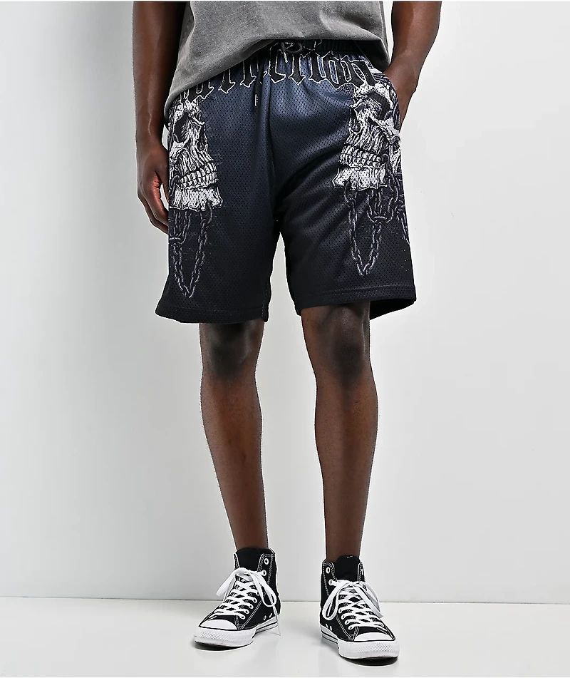 Affliction Shackled Thorn Charcoal Mesh Shorts