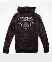 Affliction Shred Fest Black & Red Wash Reversible Zip Hoodie