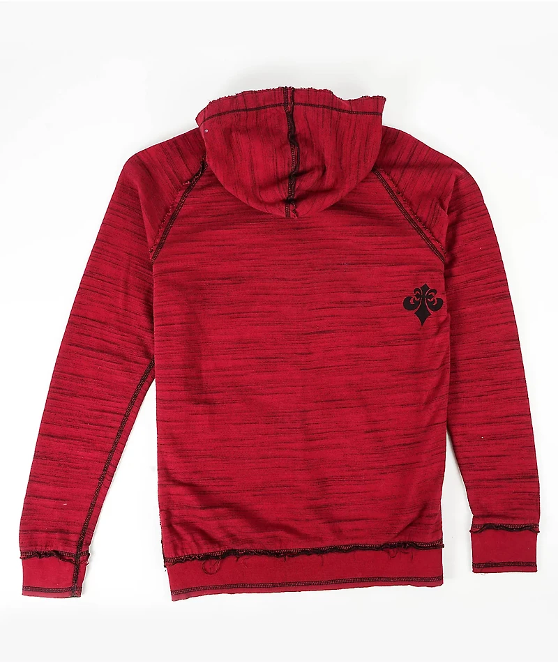 Affliction Shred Fest Black & Red Wash Reversible Zip Hoodie