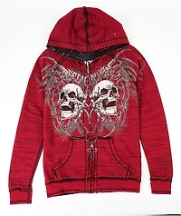 Affliction Shred Fest Black & Red Wash Reversible Zip Hoodie