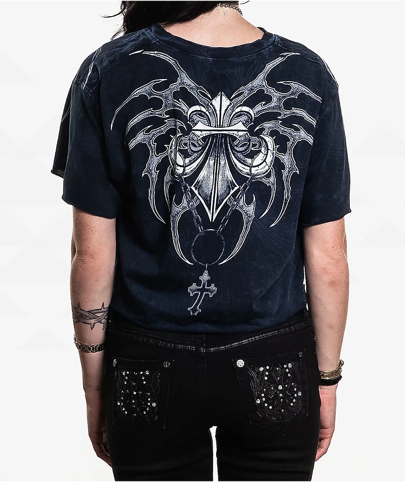 Affliction Shred Fest Black Wash Crop T-Shirt