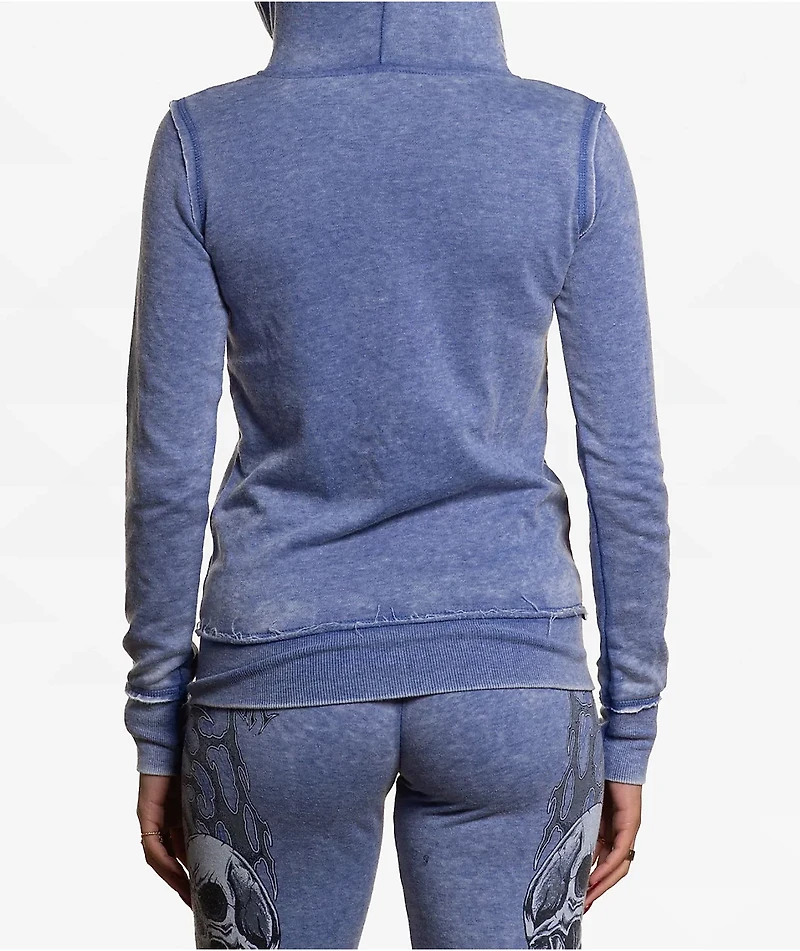 Affliction Shred Fest Blue Wash Zip Hoodie