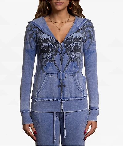 Affliction Shred Fest Blue Wash Zip Hoodie