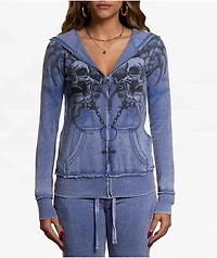 Affliction Shred Fest Blue Wash Zip Hoodie