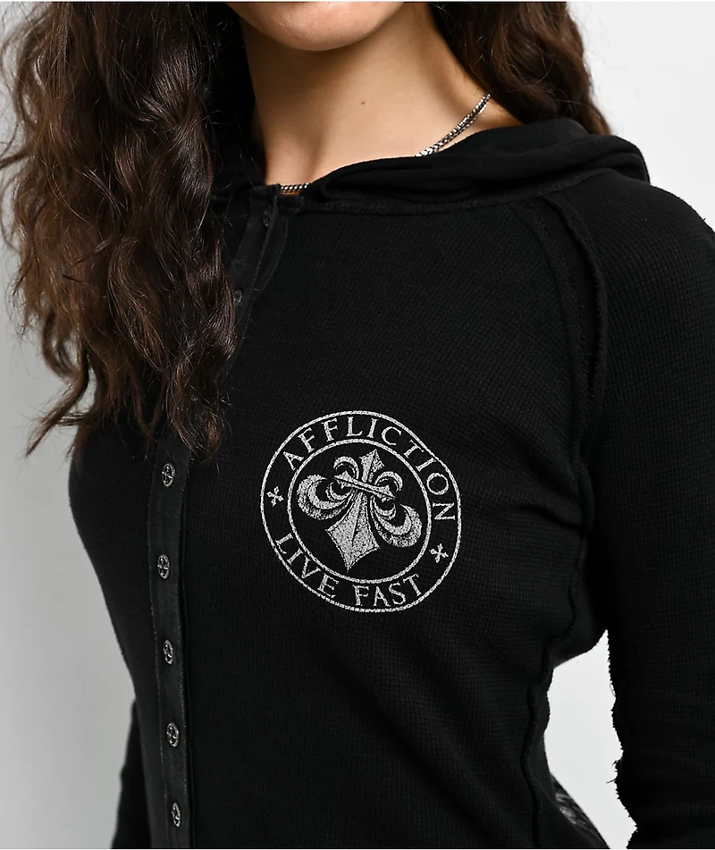 Affliction Simulation Black Thermal Button Up Hoodie