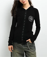 Affliction Simulation Black Thermal Button Up Hoodie