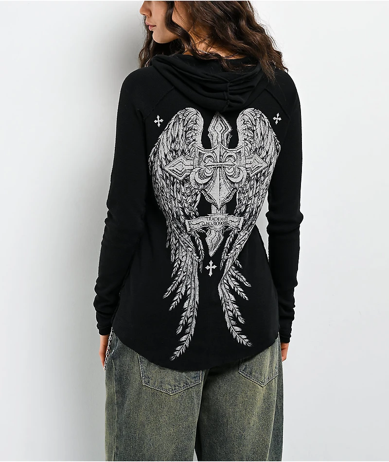Affliction Simulation Black Thermal Button Up Hoodie
