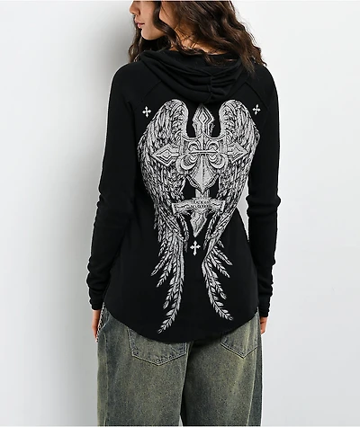 Affliction Simulation Black Thermal Button Up Hoodie
