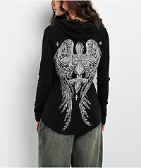 Affliction Simulation Black Thermal Button Up Hoodie