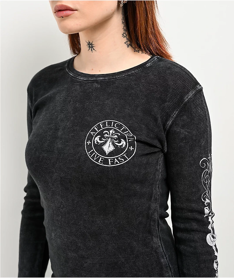 Affliction Simulation Black Wash Thermal Long Sleeve T-Shirt