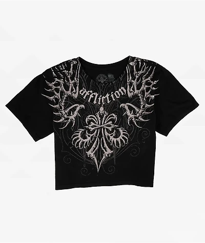 Affliction Skeleton Black Crop T-Shirt