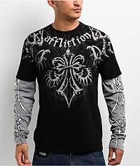 Affliction Skeleton Black Lava & Grey 2fer Long Sleeve T-Shirt