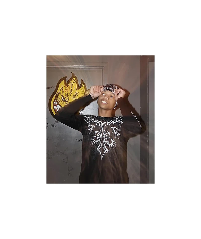 Affliction Skeleton Black Thermal Long Sleeve T-Shirt