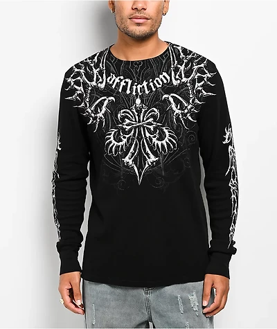 Affliction Skeleton Black Thermal Long Sleeve T-Shirt