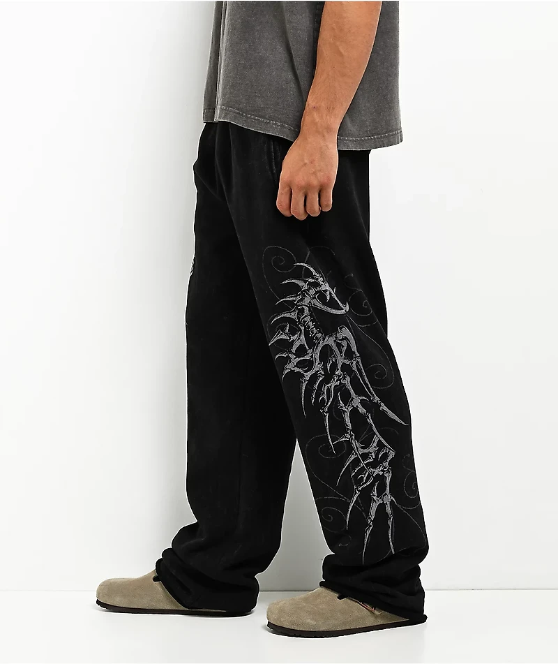 Affliction Skeleton Black Wash Sweatpants