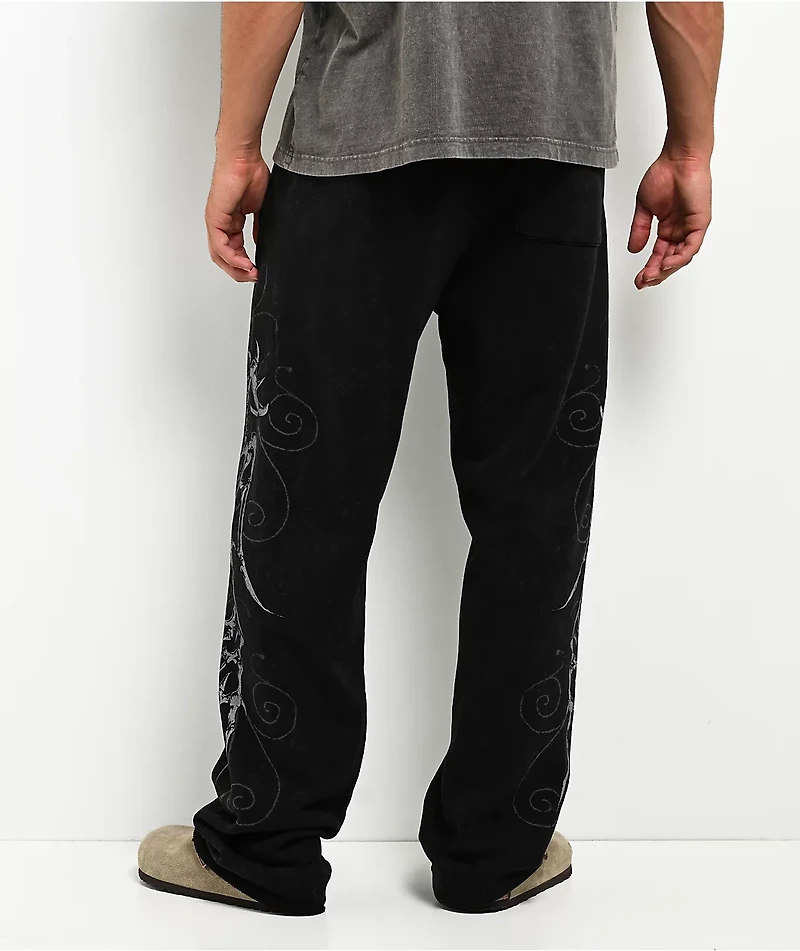 Affliction Skeleton Black Wash Sweatpants