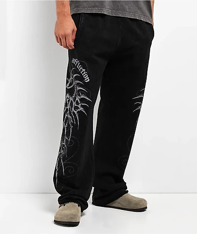 Affliction Skeleton Black Wash Sweatpants