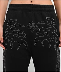 Affliction Skeleton Black Wide Leg Sweatpants