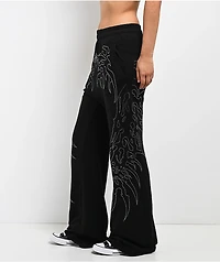 Affliction Skeleton Black Wide Leg Sweatpants