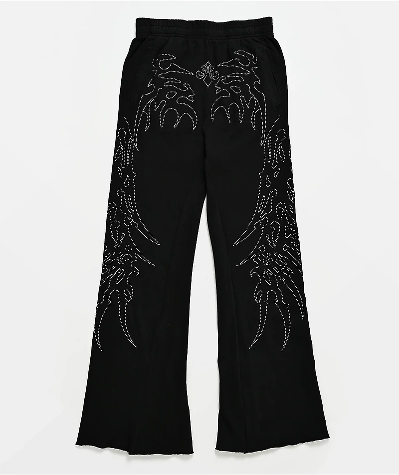 Affliction Skeleton Black Wide Leg Sweatpants