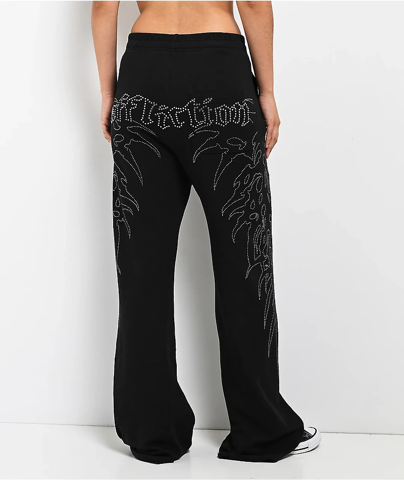 Affliction Skeleton Black Wide Leg Sweatpants