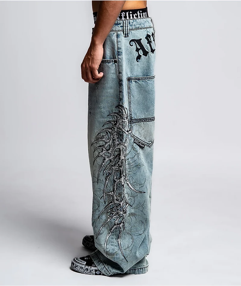 Affliction Skeleton Orion Wash Extra Wide Leg Jeans