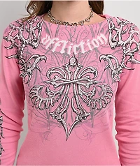 Affliction Skeleton Pink Thermal Long Sleeve T-Shirt