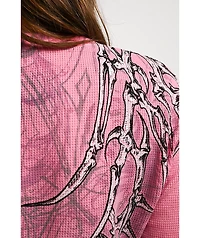 Affliction Skeleton Pink Thermal Long Sleeve T-Shirt