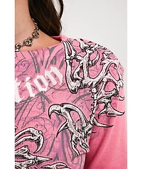 Affliction Skeleton Pink Thermal Long Sleeve T-Shirt
